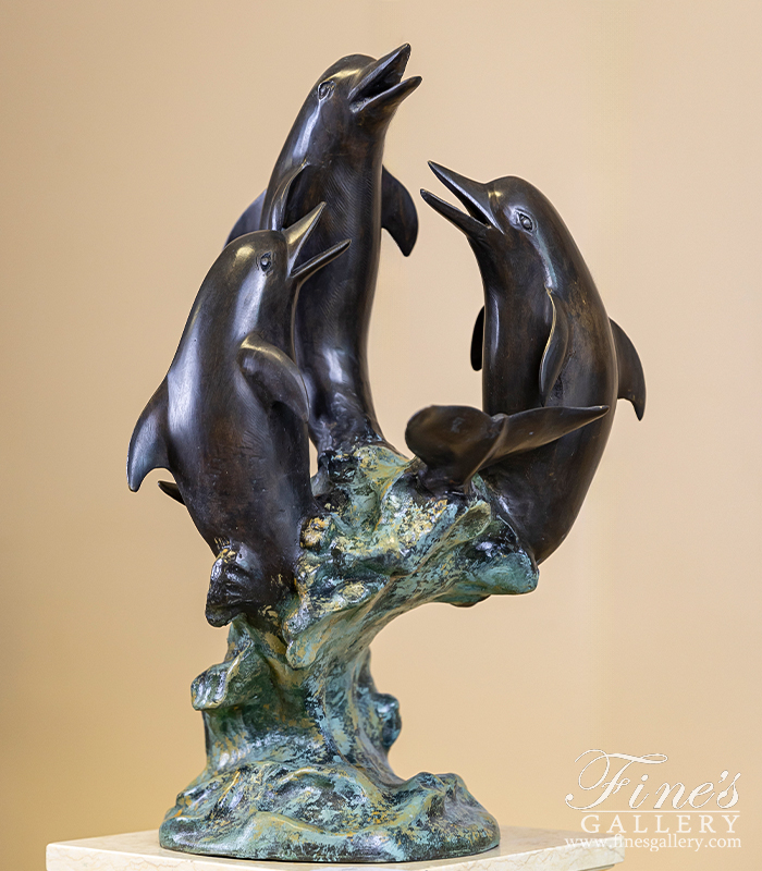 Bronze Fountains  - Three Dolphins Bronze Dolphins Fountain - BF-829